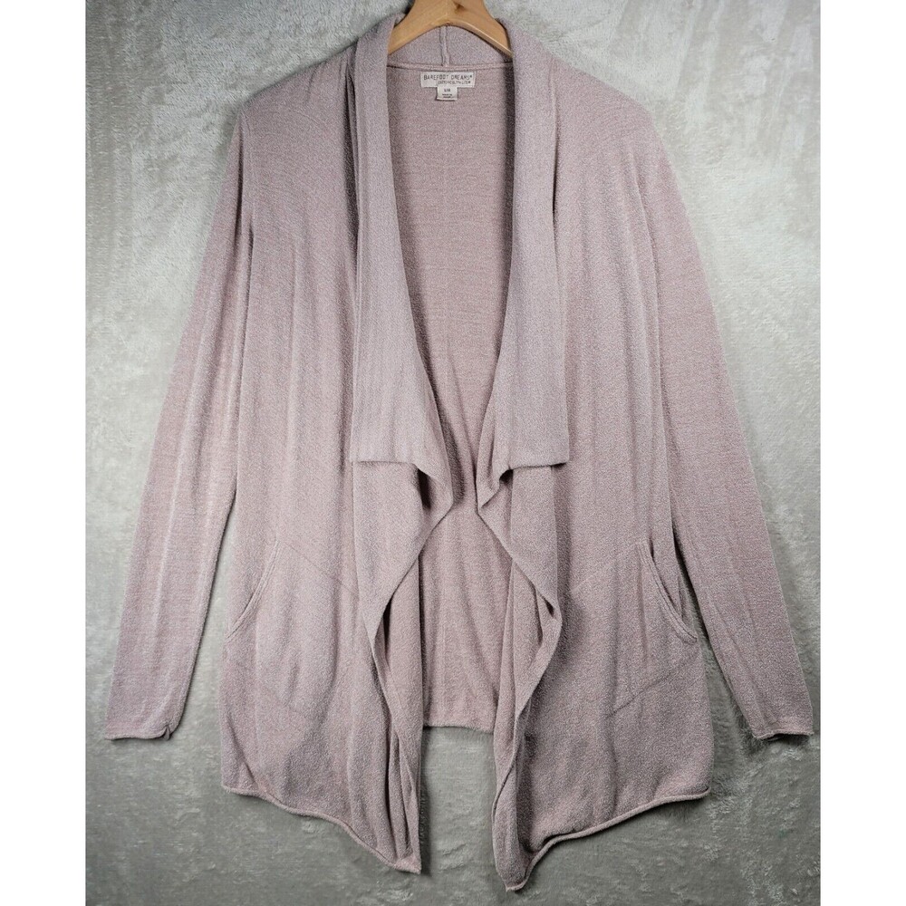 Barefoot Dreams Top Cardigan Womens Sz S/M Beige CozyChic Ultra Lite Knit Hi Lo